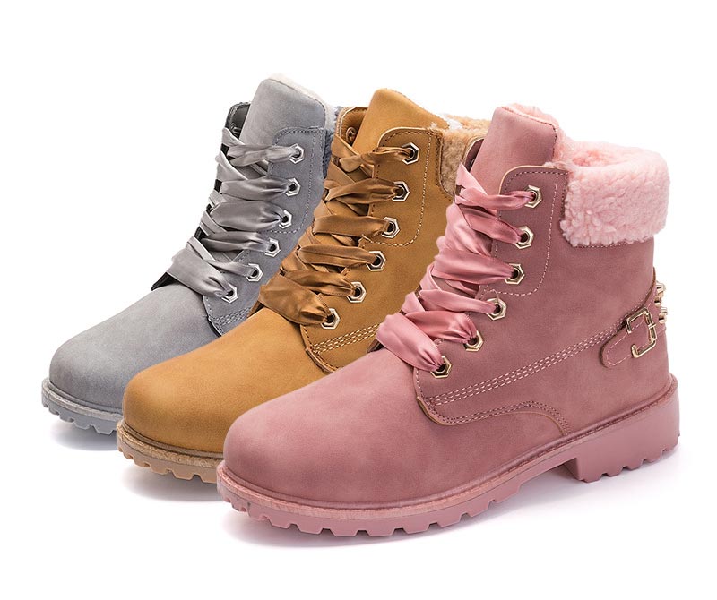 Warm plush ankle boots Style timber Shoes women boots