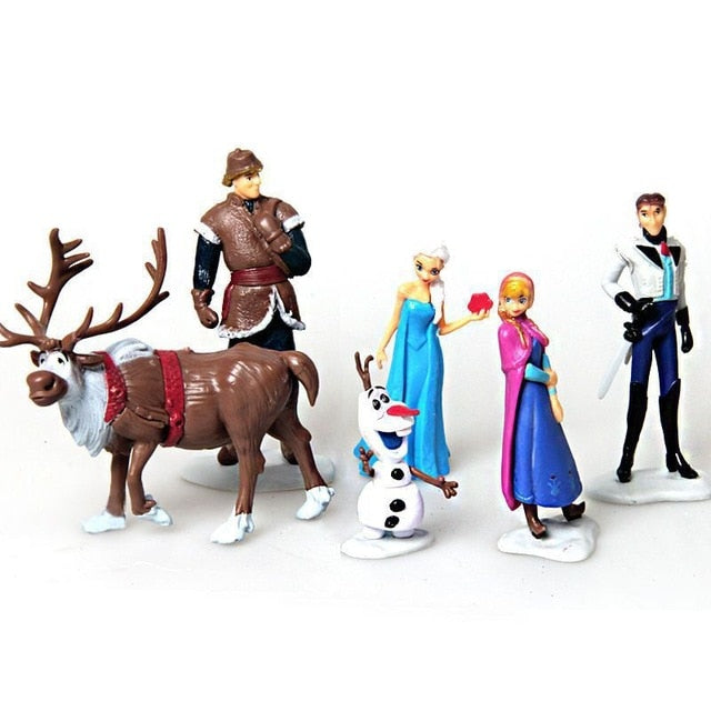 12pcs/kit Frozen Elsa Anna Princesa Kristoff Sven Olaf Figuras