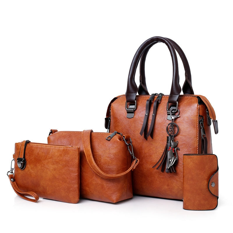 Leather Shoulder Messenger Bag Tote Bag Bolsa Set Ladies Handbag